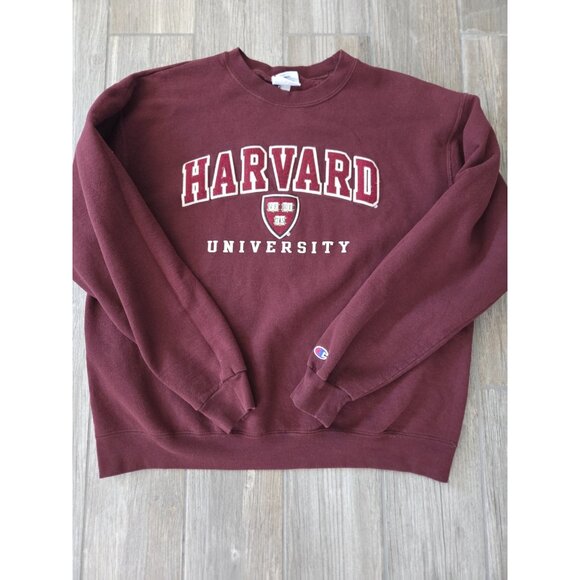 Champion Harvard Crew Neck Sweatshirt Adult Size XL Burgundy Sewn Felt Lettering - Picture 5 of 5